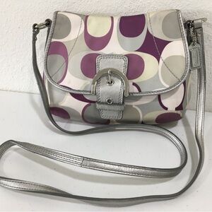 Coach Signature Soho Scarf Print Buckle Flap Swingpack Crossbody Bag Shoulder
